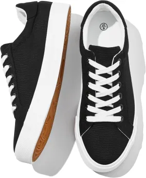 Witwatia Womens White Sneakers Lace Up Canvas White Tennis Shoes Cozy Low Top Walking Shoes for Women