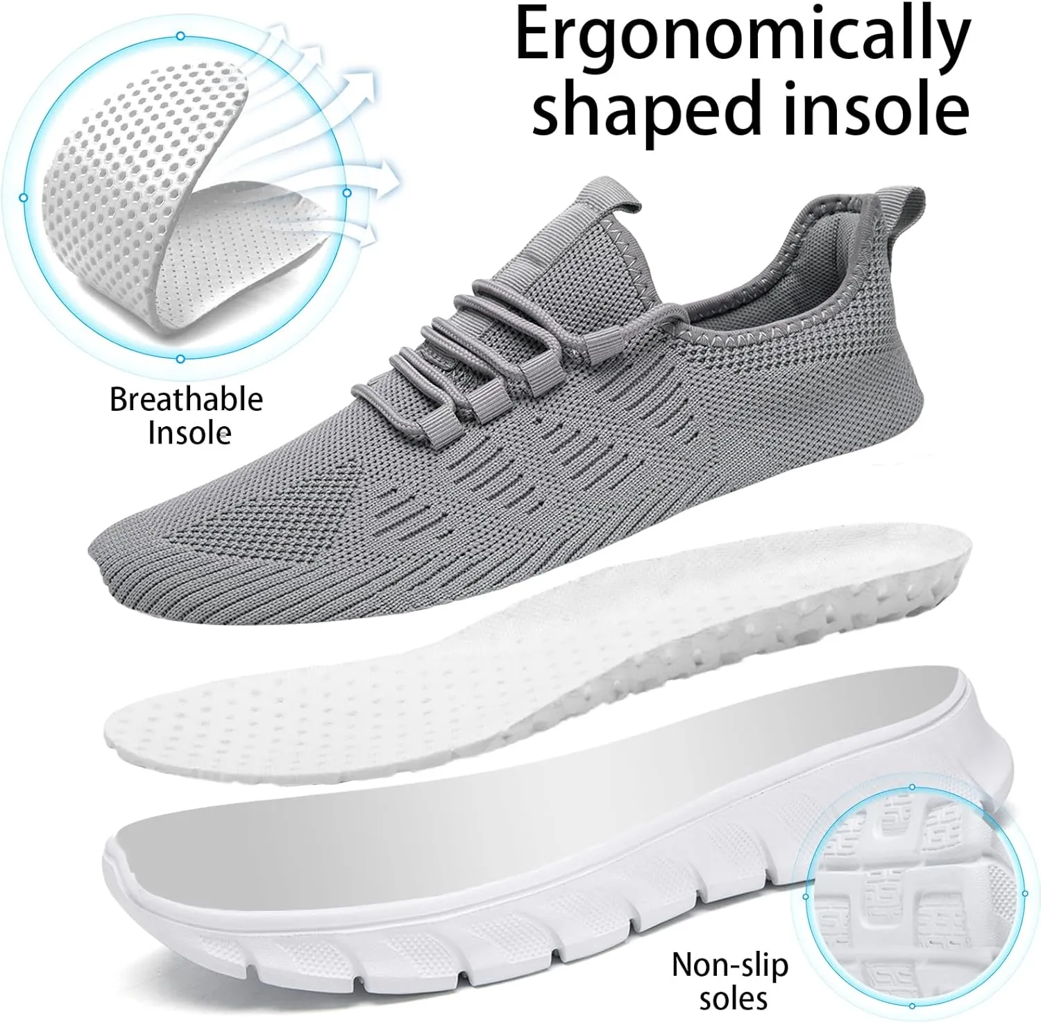 Women & Mens Running Shoes Tennis Walking Gym Lightweight Workout Slip on Athletic Fashion Sneakers Breathable Sport Jogging Hiking Casual Shoe