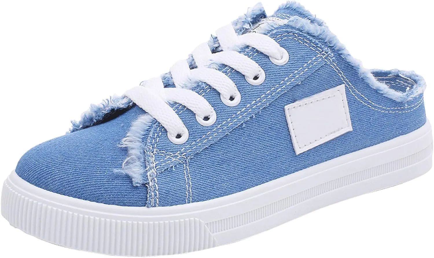 Women Canvas Mules Fashion Casual Slip on Solid Color Canvas Slippers Summer Lightweight Closed Toe Open Back Low Top and Lace up Walking Shoes Classic Comfort Flats
