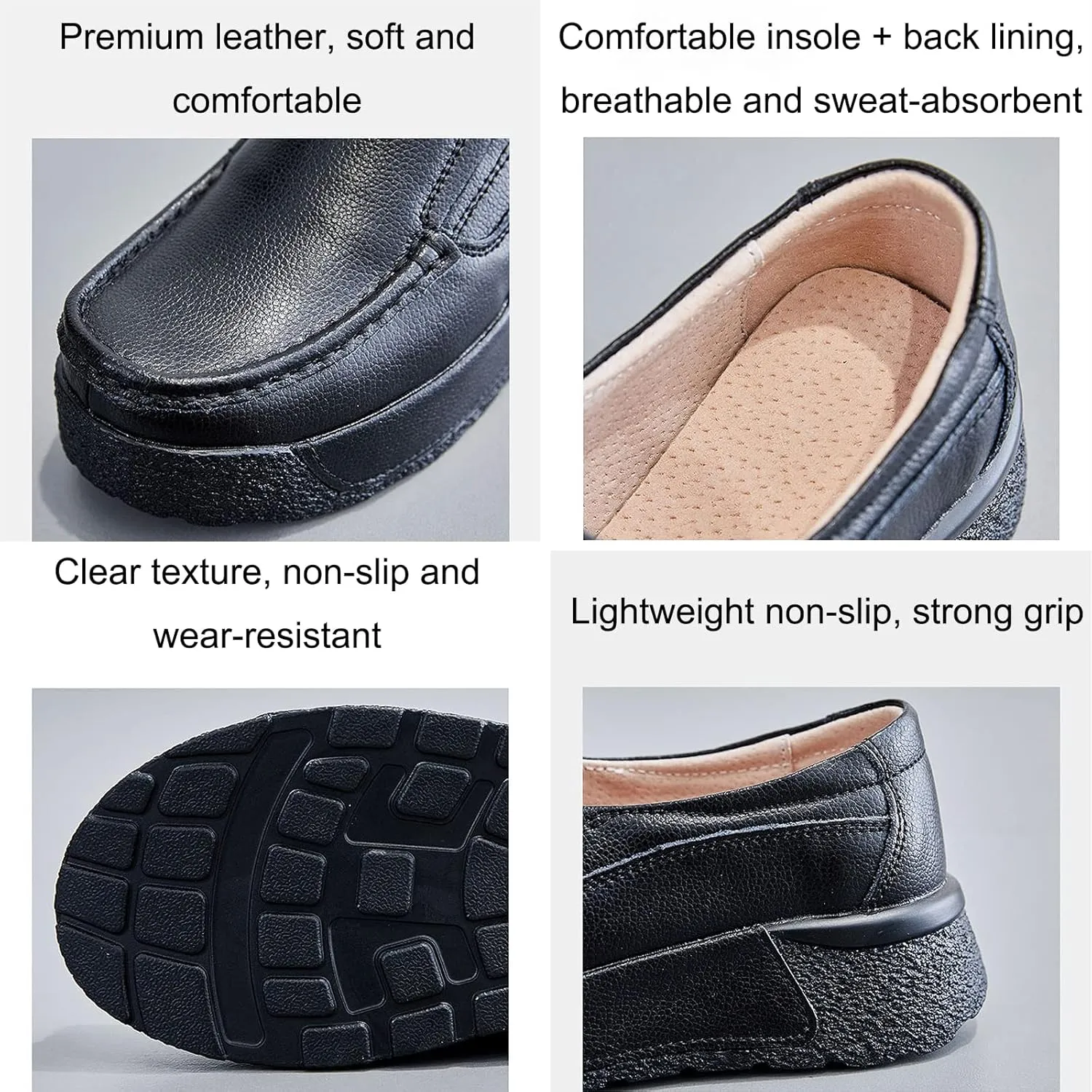 Women Platform Leather Slip On Loafers Wedge Moccasins,Casual Comfort Lightweight Soft Sole Low Top Walking Shoes Work Nurse Shoes