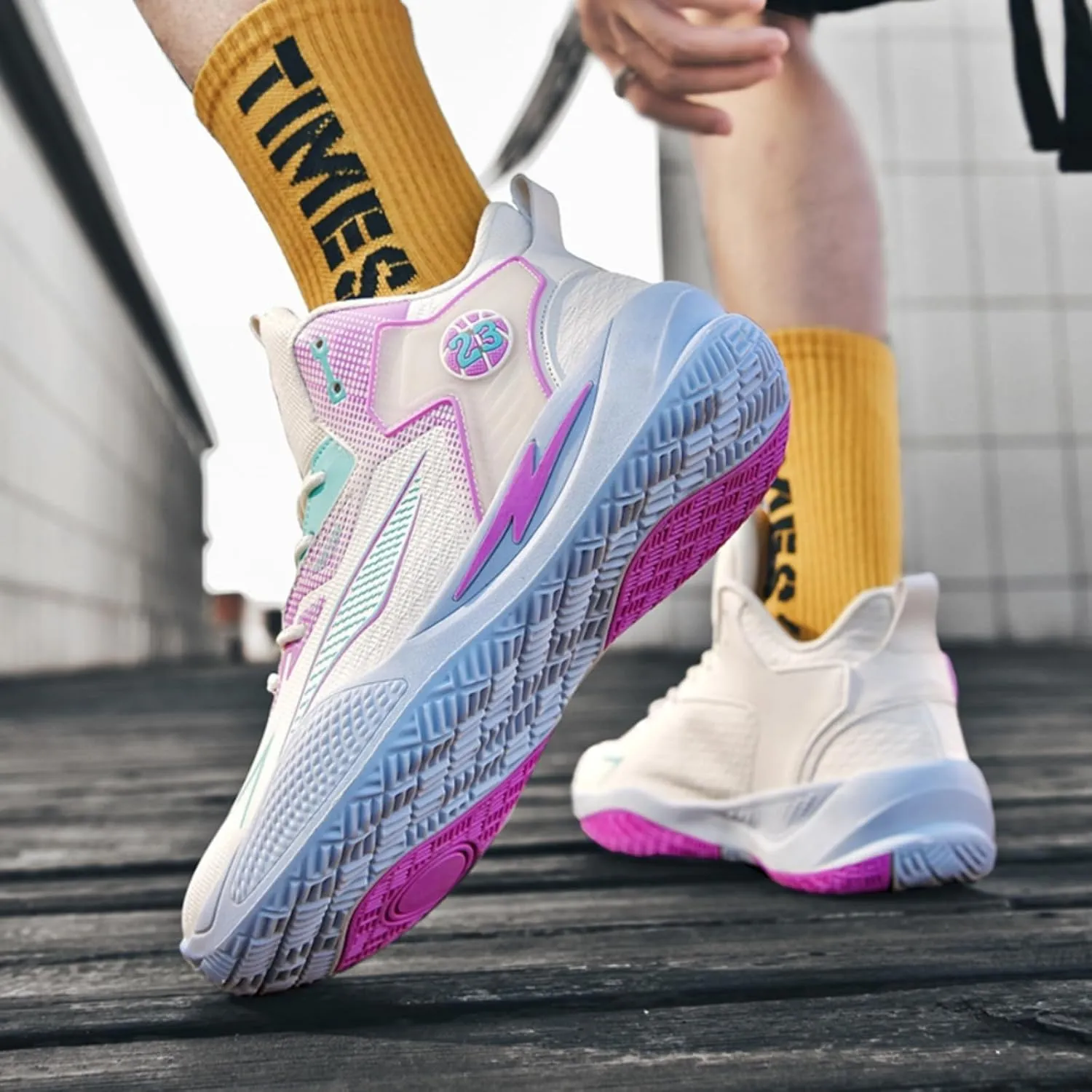 Womens Breathable Mesh Lace Up Basketball Shoes Fashion High Top Non-Slip Running Sneakers Casual Athletic Tennis Walking Sport Shoes
