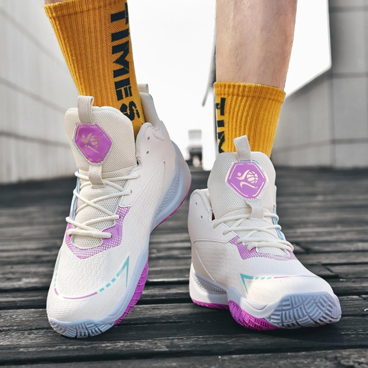 Womens Breathable Mesh Lace Up Basketball Shoes Fashion High Top Non-Slip Running Sneakers Casual Athletic Tennis Walking Sport Shoes