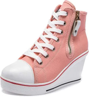 Women's Canvas High-Heeled Shoes Fashion Sneakers Casual Shoes for Walking Platform Wedges Pump Shoes