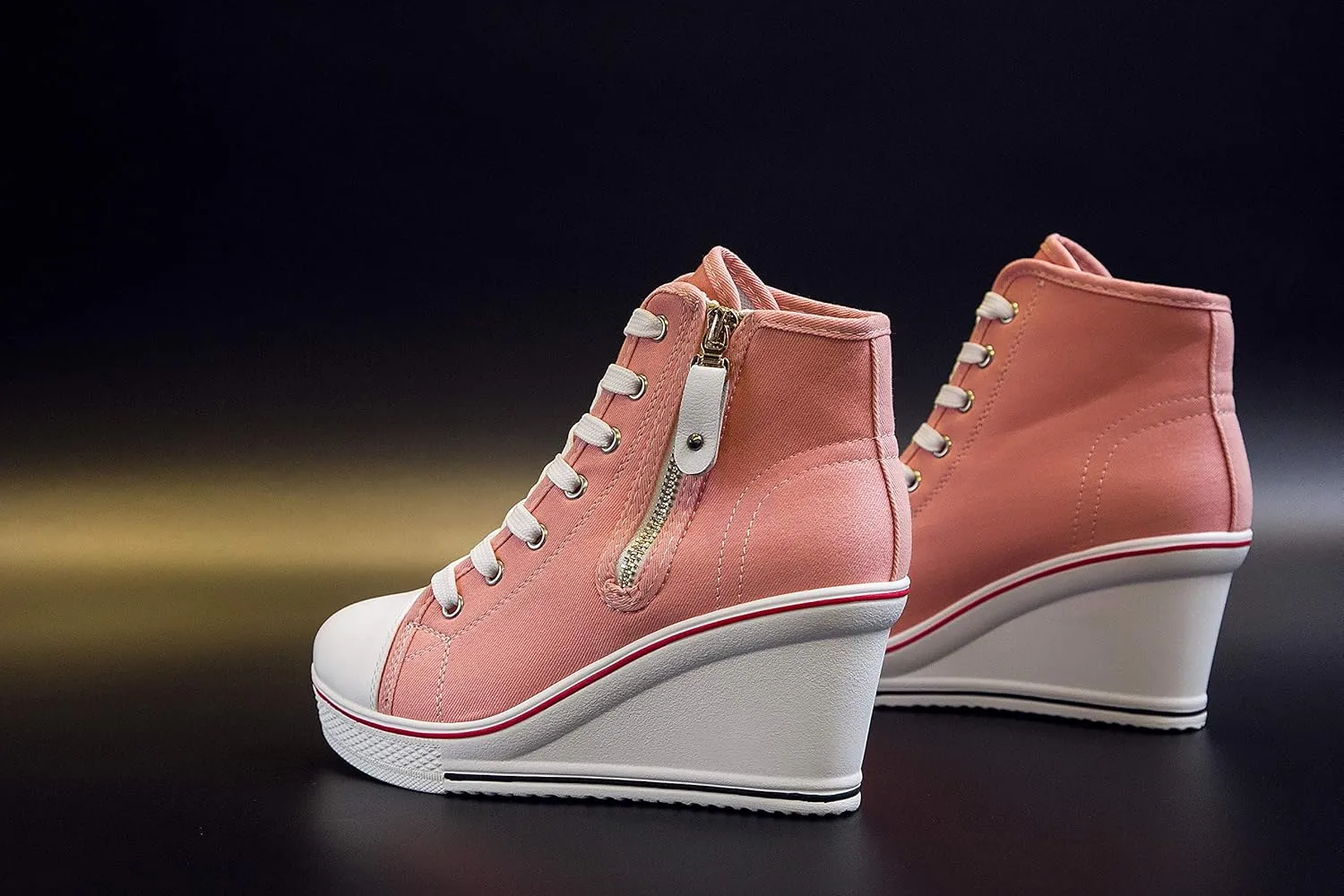 Women's Canvas High-Heeled Shoes Fashion Sneakers Casual Shoes for Walking Platform Wedges Pump Shoes