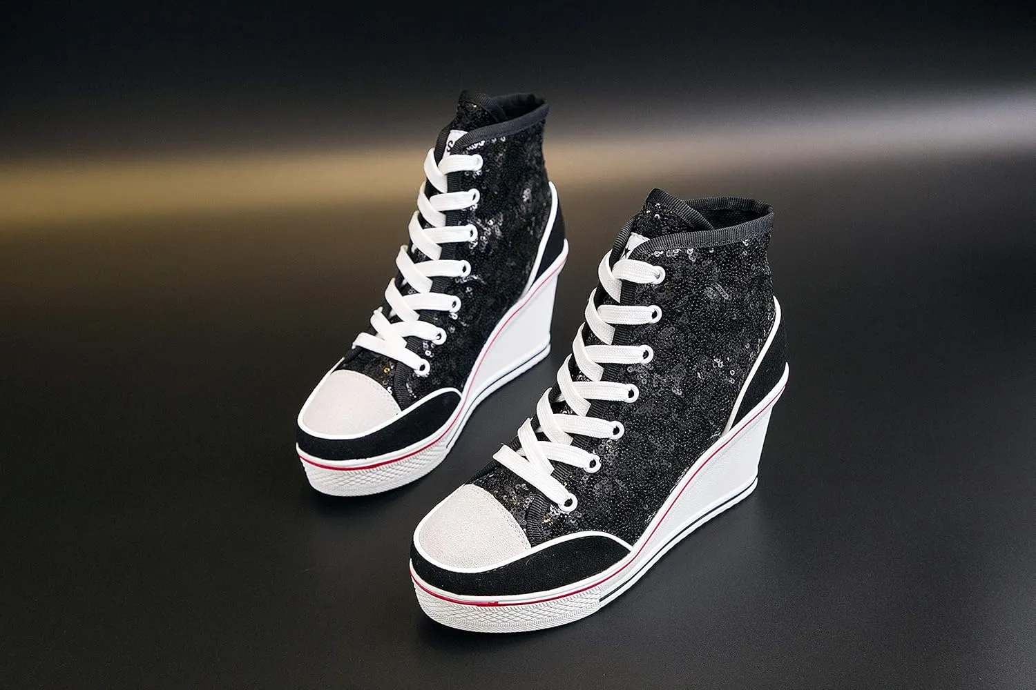 Women's Canvas High-Heeled Shoes Fashion Sneakers Casual Shoes for Walking Platform Wedges Pump Shoes