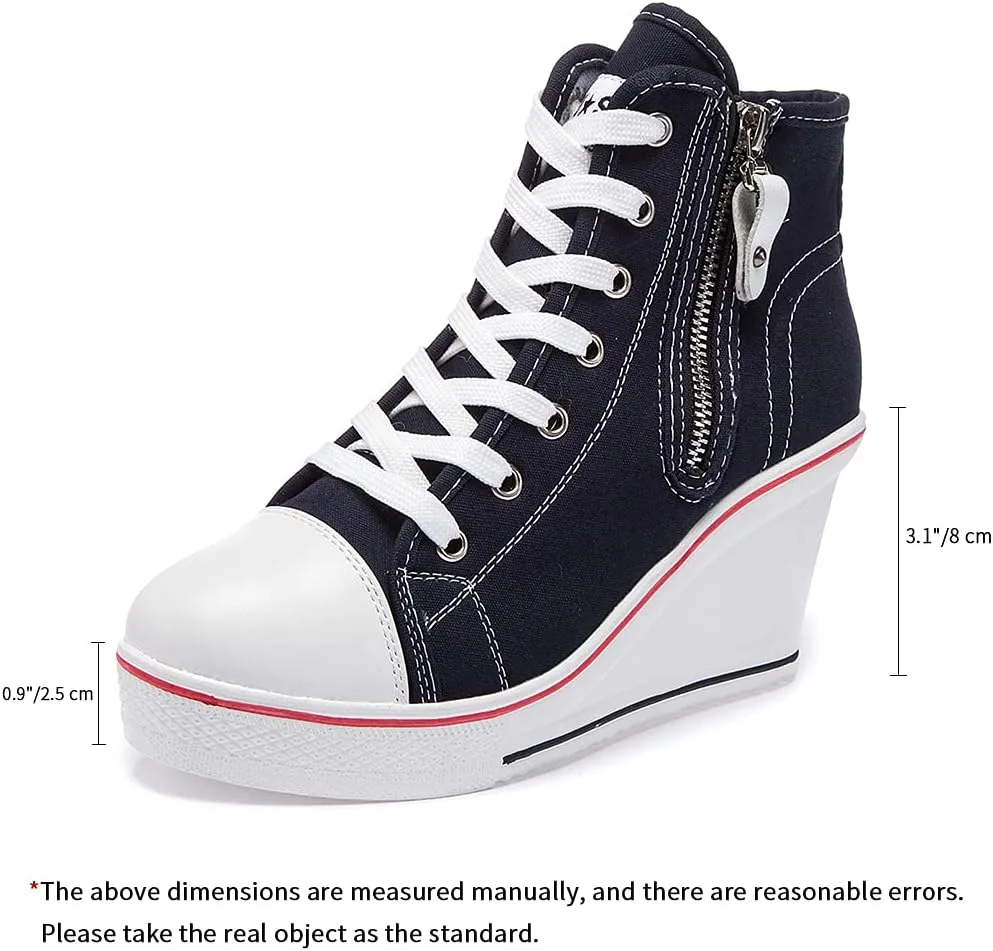 Women's Canvas High-Heeled Shoes Fashion Sneakers Casual Shoes for Walking Platform Wedges Pump Shoes