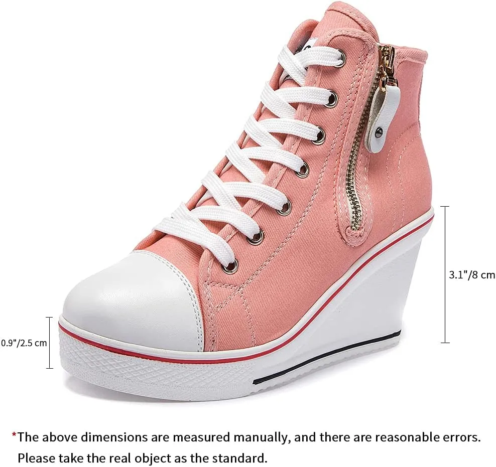 Women's Canvas High-Heeled Shoes Fashion Sneakers Casual Shoes for Walking Platform Wedges Pump Shoes