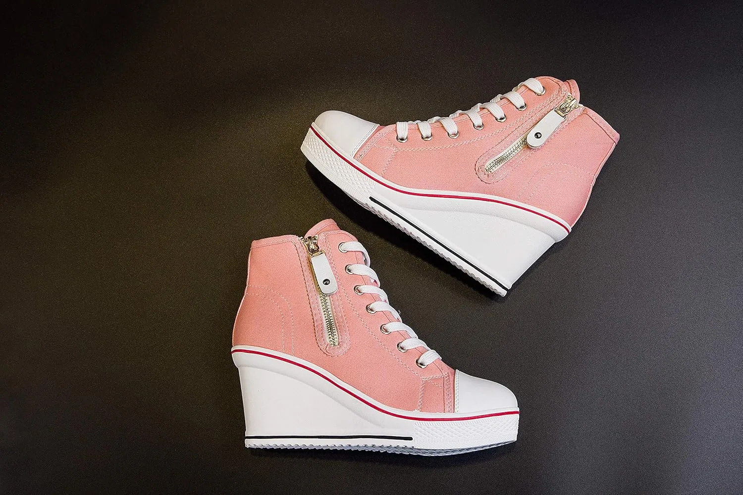 Women's Canvas High-Heeled Shoes Fashion Sneakers Casual Shoes for Walking Platform Wedges Pump Shoes