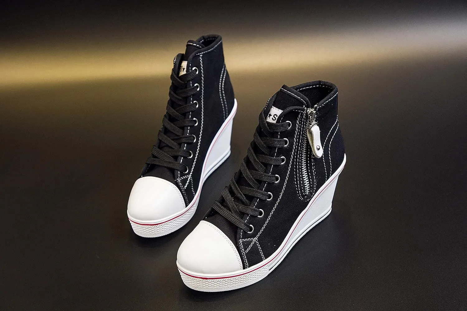 Women's Canvas High-Heeled Shoes Fashion Sneakers Casual Shoes for Walking Platform Wedges Pump Shoes