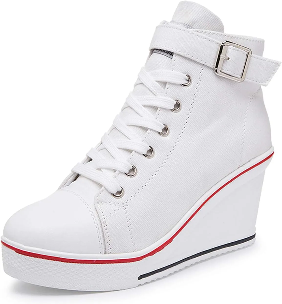 Women's Canvas High-Heeled Shoes Fashion Sneakers Casual Shoes for Walking Platform Wedges Pump Shoes
