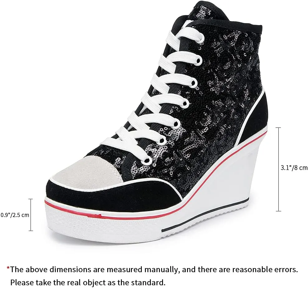 Women's Canvas High-Heeled Shoes Fashion Sneakers Casual Shoes for Walking Platform Wedges Pump Shoes