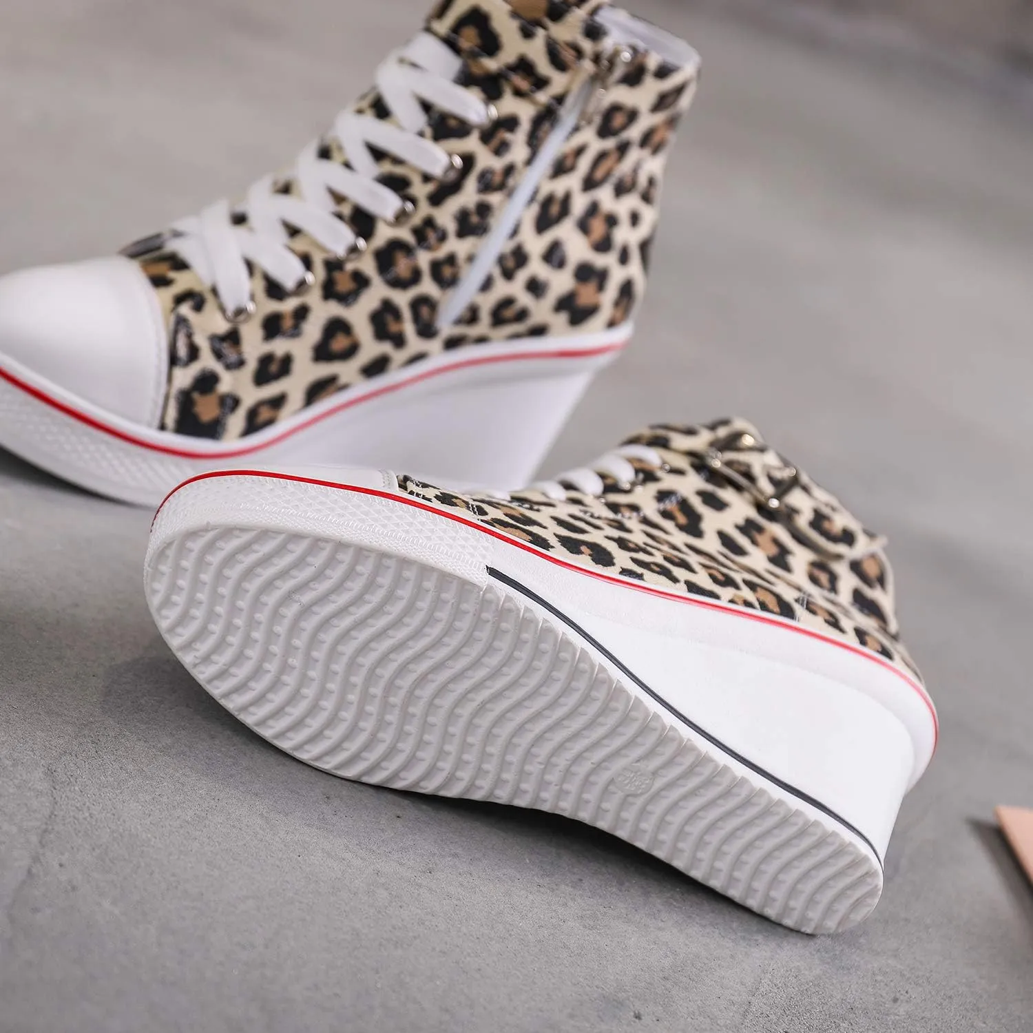 Women's Canvas High-Heeled Shoes Fashion Sneakers Casual Shoes for Walking Platform Wedges Pump Shoes