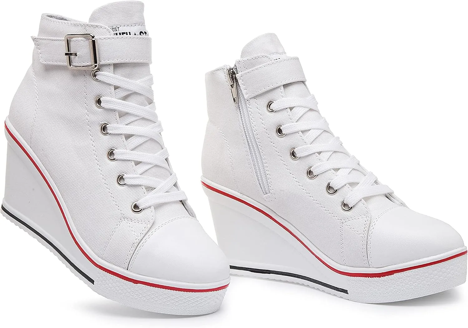 Women's Canvas High-Heeled Shoes Fashion Sneakers Casual Shoes for Walking Platform Wedges Pump Shoes