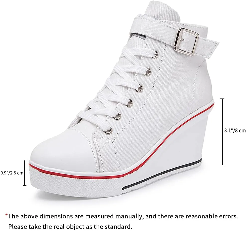 Women's Canvas High-Heeled Shoes Fashion Sneakers Casual Shoes for Walking Platform Wedges Pump Shoes