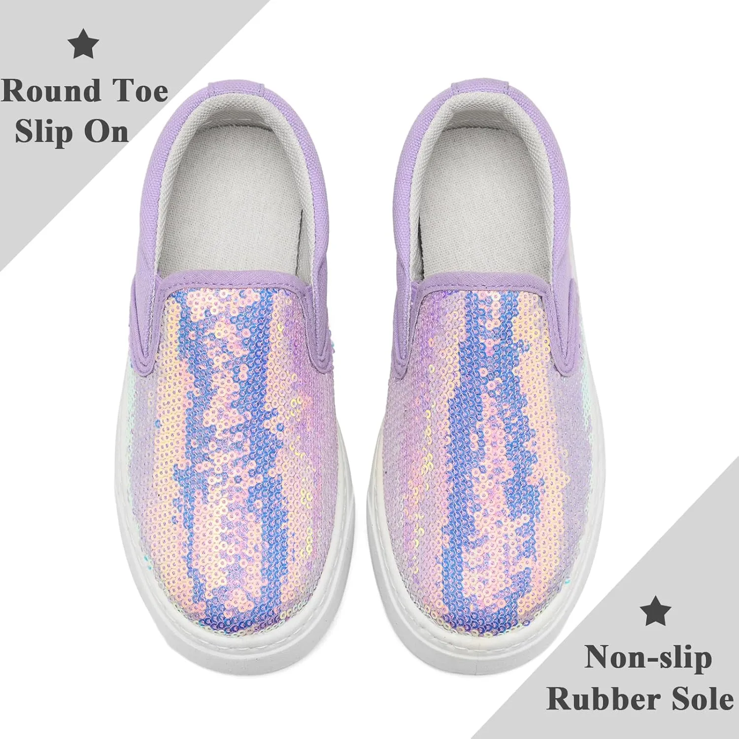 Women's Canvas Slip On Shoes Glitter Sequin Sneakers Sparkly Flat Loafers Casual Comfortable Tennis Shoes for Women