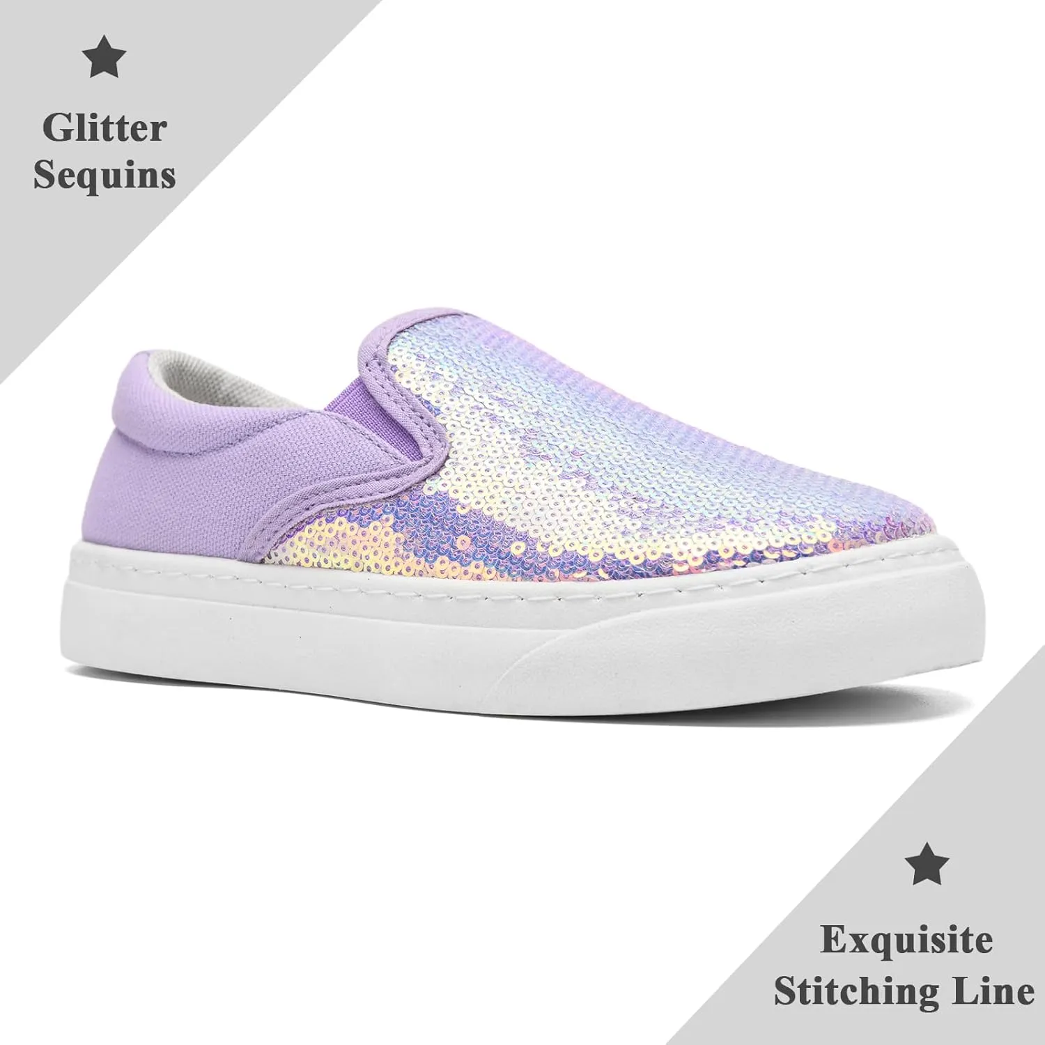Women's Canvas Slip On Shoes Glitter Sequin Sneakers Sparkly Flat Loafers Casual Comfortable Tennis Shoes for Women