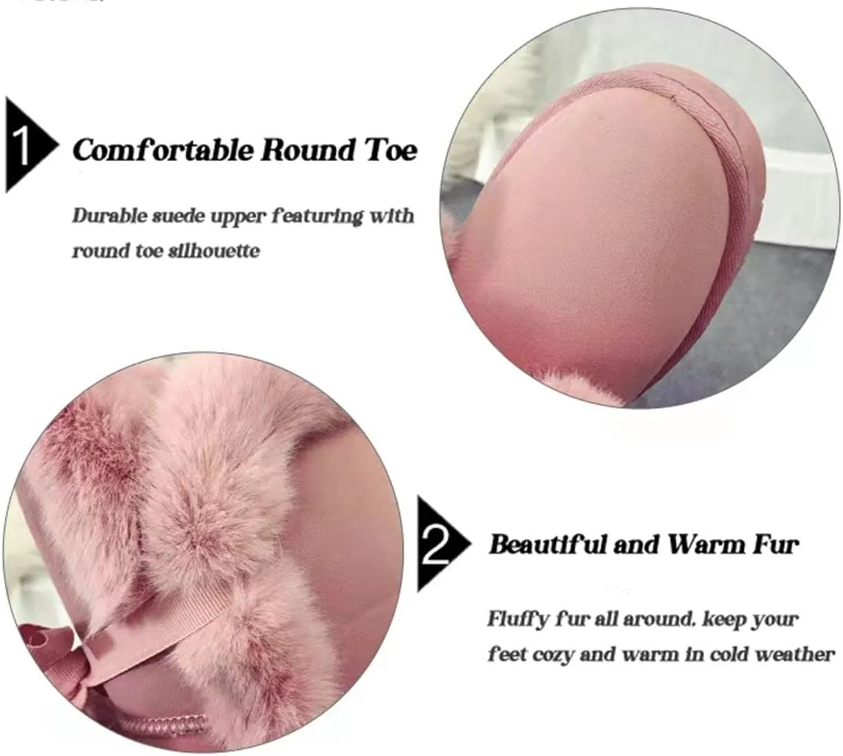 Women's Cute Pompon Lace Up Fur Winter Snow Boots Sweetheart Princess Fluffy Boots