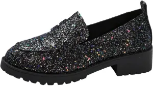 Women's Fashion Sequin Leather Leather Casual Shoes Temperament Comfortable Shoes Memory Foam Shoe Men