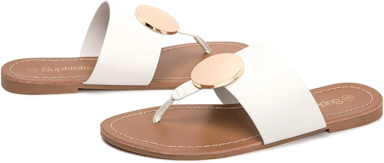 Women's Flip Flops Comfortable Soft T-Strap Flat Sandals Casual Slip on Thong Fashion Slide Sandals Summer Beach Slippers
