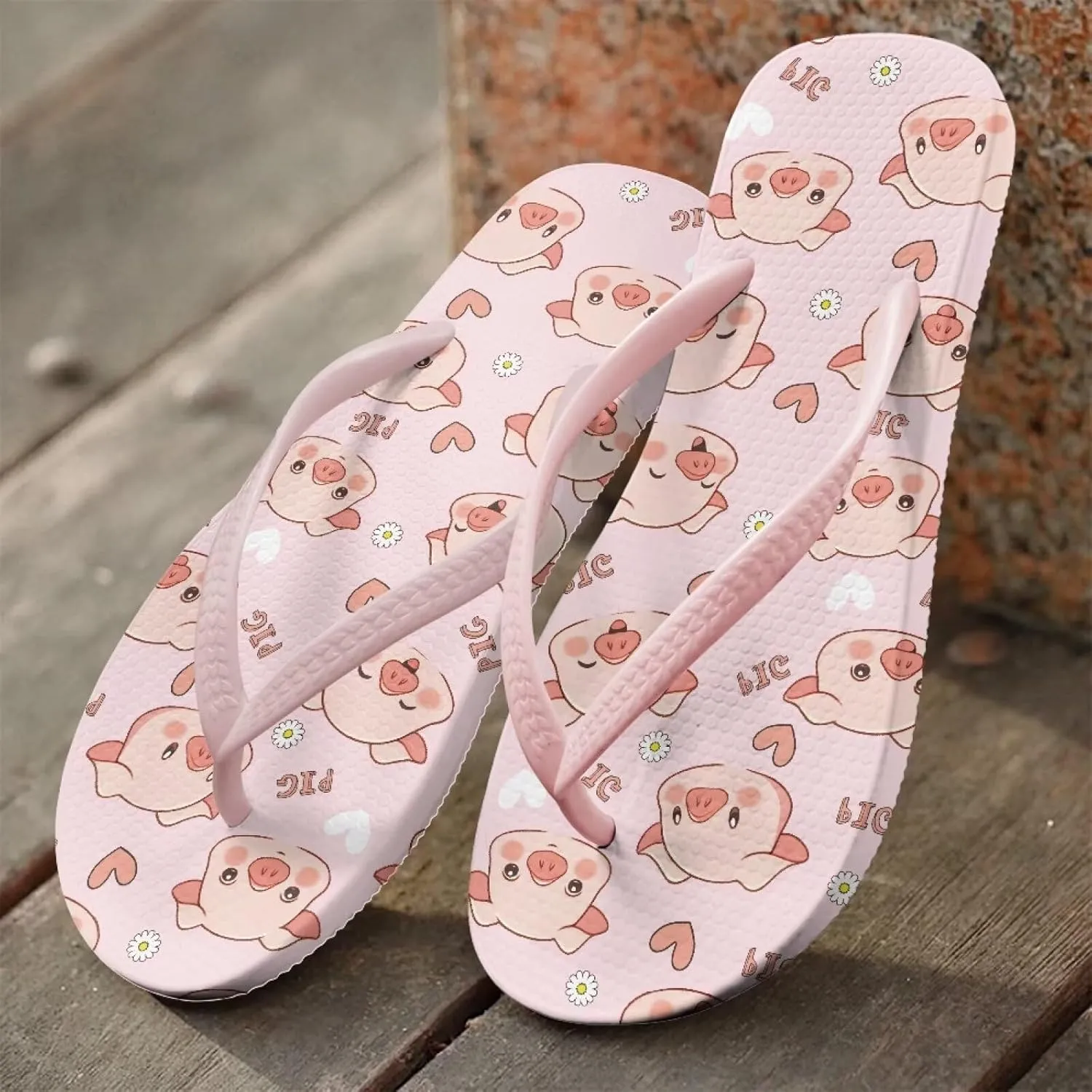 Women's Flip Flops Sandals, Soft Beach Pool Pink Thong Sandals Slide Shoes EUR Size 35 36 37 38 39 40