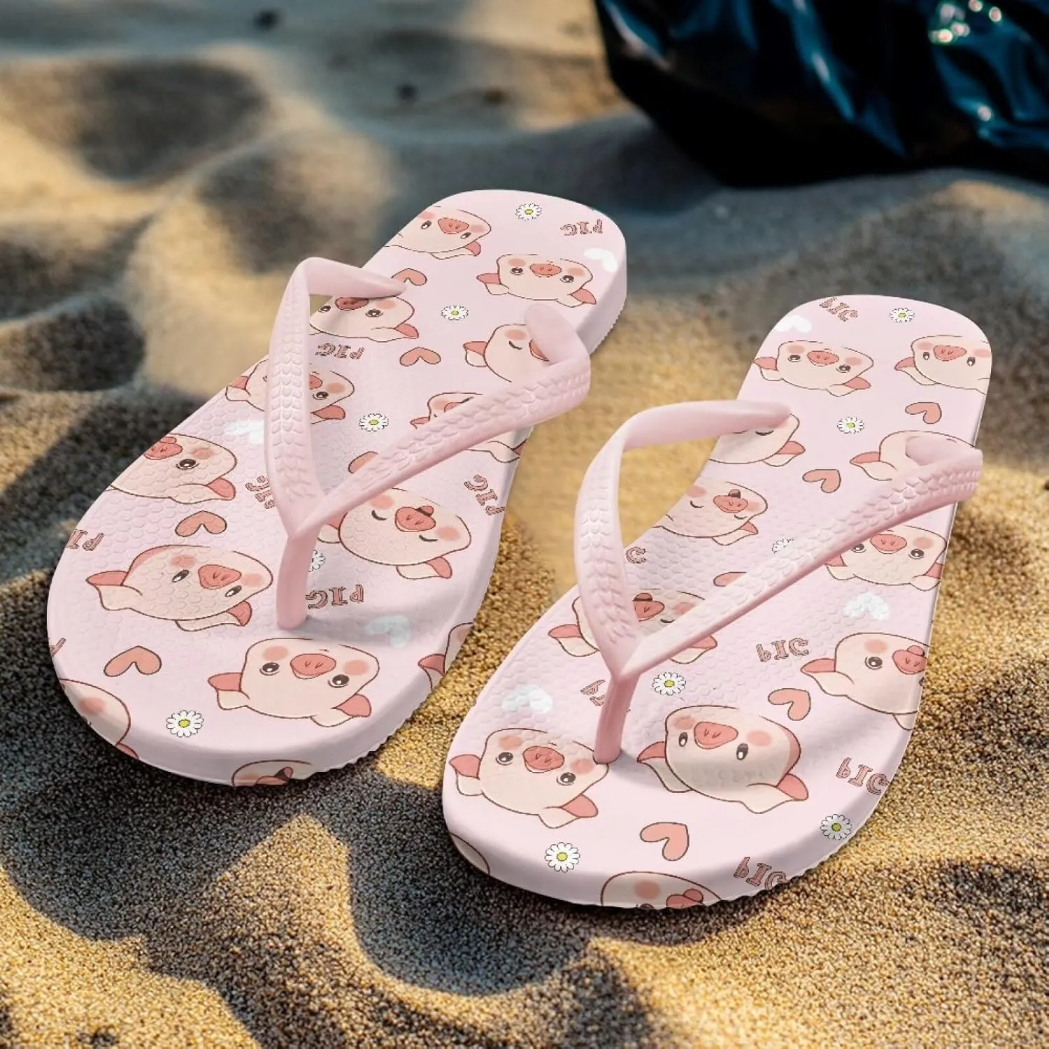 Women's Flip Flops Sandals, Soft Beach Pool Pink Thong Sandals Slide Shoes EUR Size 35 36 37 38 39 40
