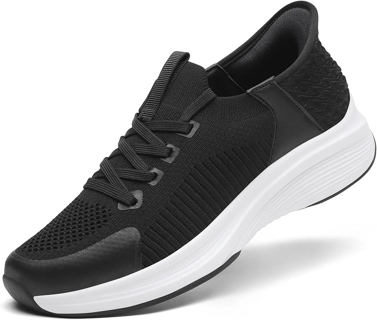 Women's Hands-Free Slip-On Casual Sneakers, Lightweight Arch Fit Walking Shoes, Knit-Comfortable Tennis Running Workout Sneakers for Women