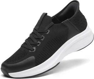 Women's Hands-Free Slip-On Casual Sneakers, Lightweight Arch Fit Walking Shoes, Knit-Comfortable Tennis Running Workout Sneakers for Women