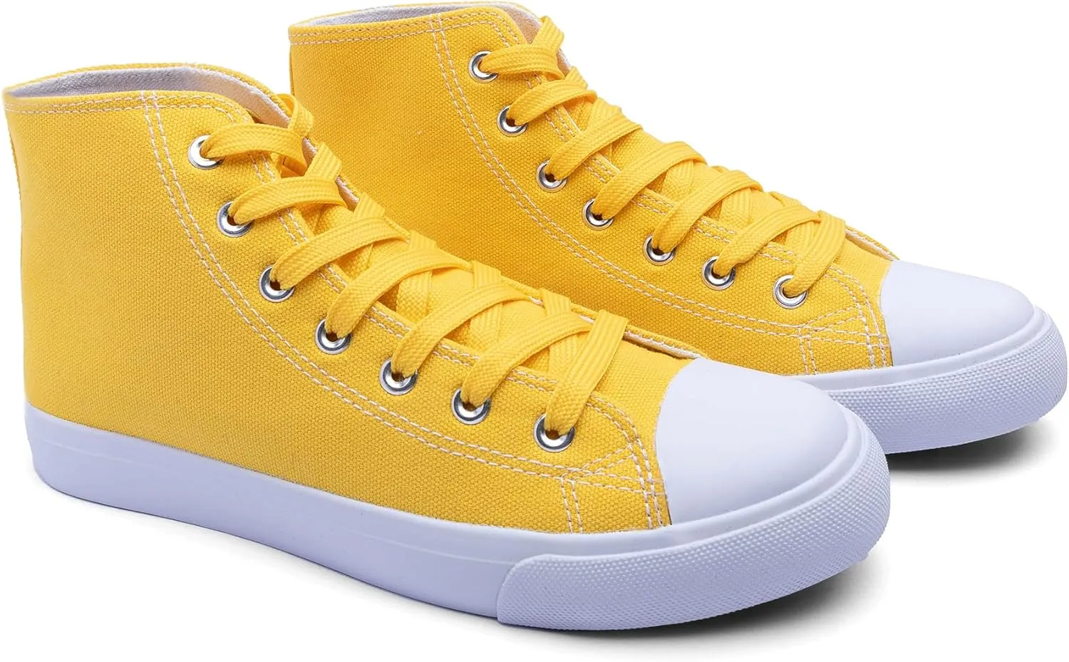Women's High-Top Canvas Sneakers – Classic Lace-Up Casual Shoes with Extra Shoelaces – Comfortable, Stylish, and Durable
