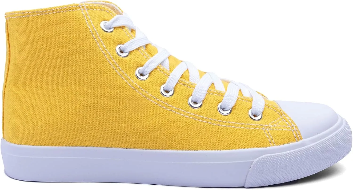 Women's High-Top Canvas Sneakers – Classic Lace-Up Casual Shoes with Extra Shoelaces – Comfortable, Stylish, and Durable