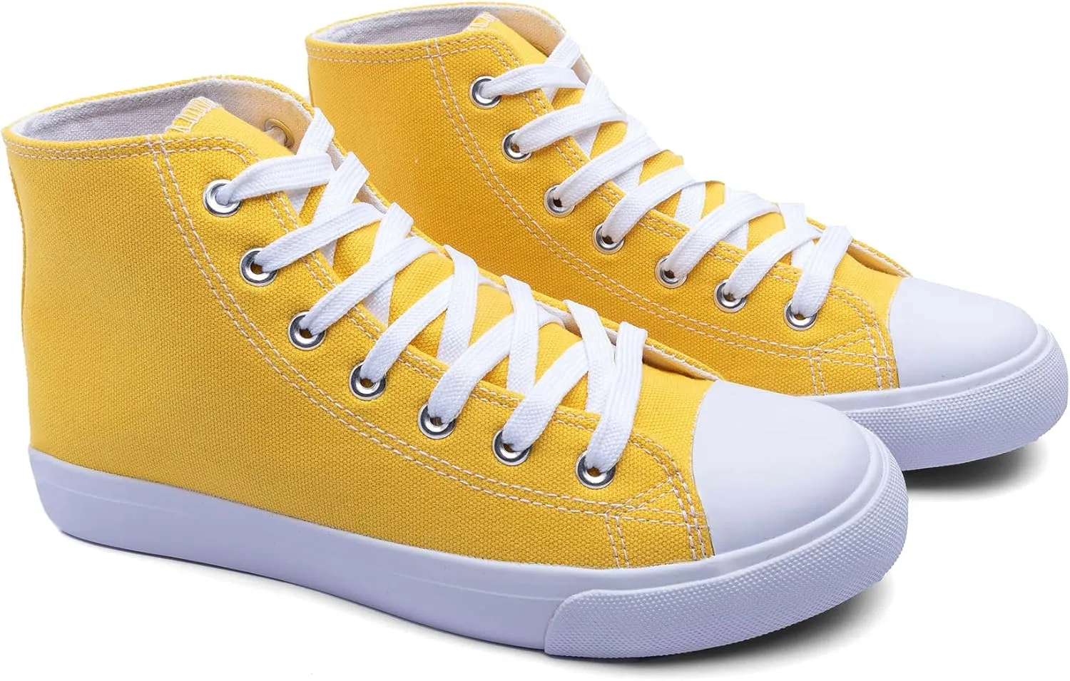 Women's High-Top Canvas Sneakers – Classic Lace-Up Casual Shoes with Extra Shoelaces – Comfortable, Stylish, and Durable