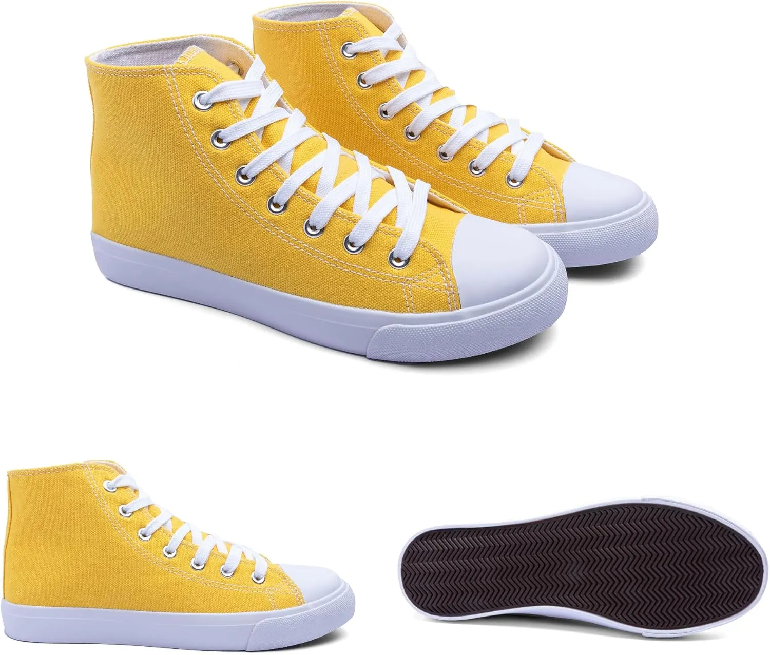 Women's High-Top Canvas Sneakers – Classic Lace-Up Casual Shoes with Extra Shoelaces – Comfortable, Stylish, and Durable