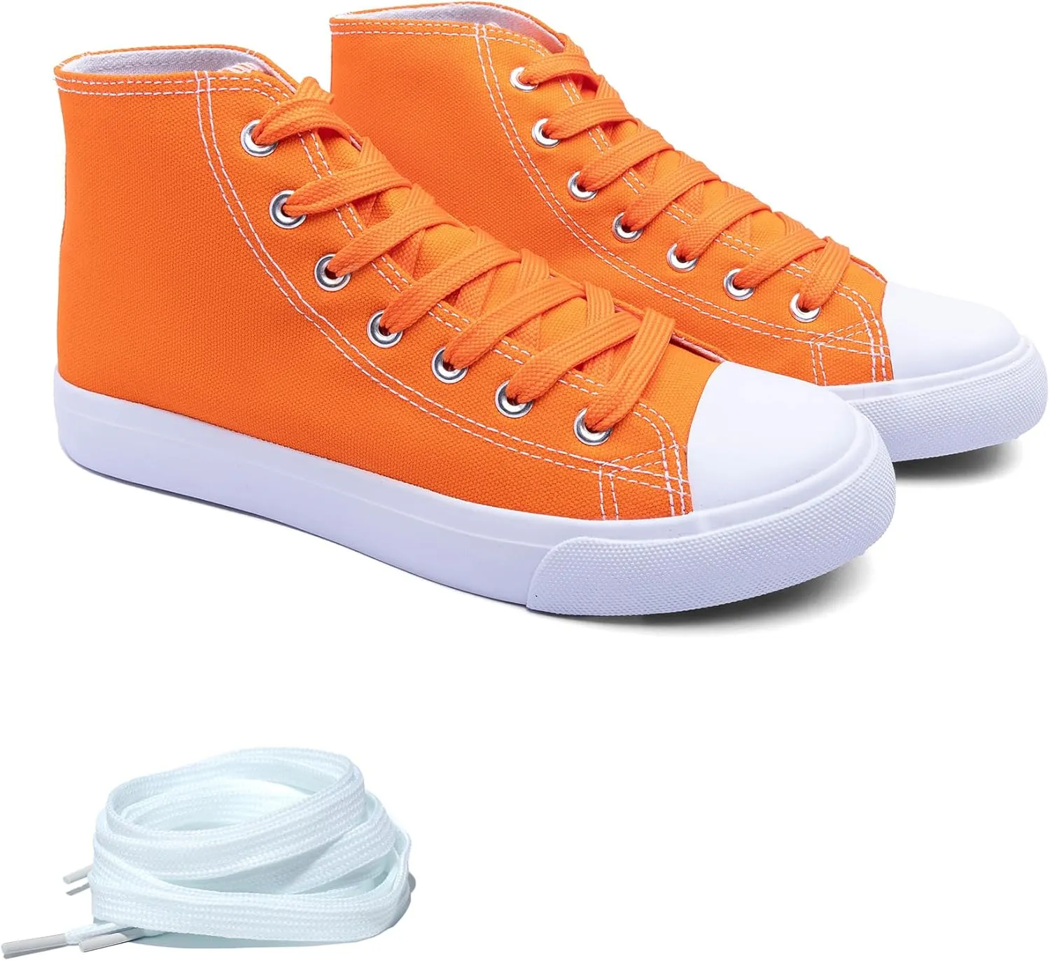 Women's High-Top Canvas Sneakers – Classic Lace-Up Casual Shoes with Extra Shoelaces – Comfortable, Stylish, and Durable