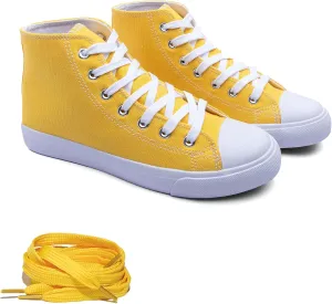 Women's High-Top Canvas Sneakers – Classic Lace-Up Casual Shoes with Extra Shoelaces – Comfortable, Stylish, and Durable