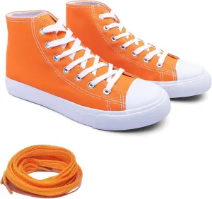 Women's High-Top Canvas Sneakers – Classic Lace-Up Casual Shoes with Extra Shoelaces – Comfortable, Stylish, and Durable