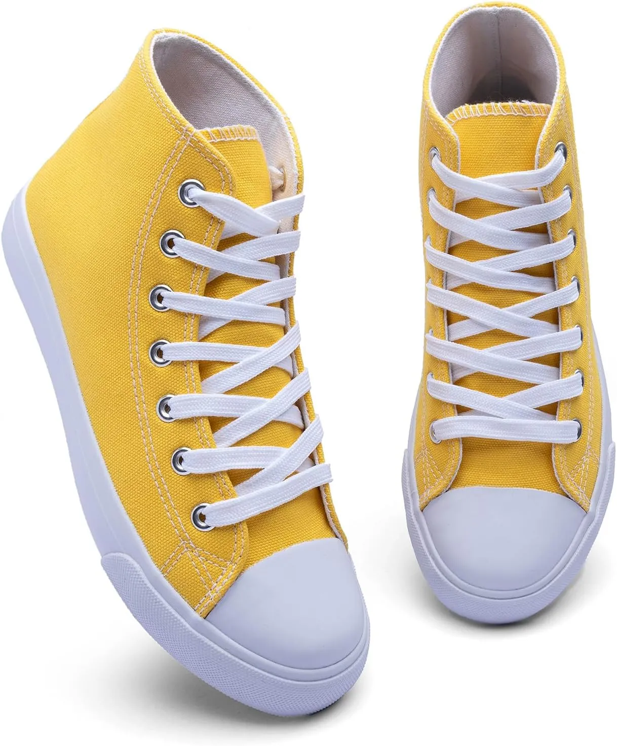 Women's High-Top Canvas Sneakers – Classic Lace-Up Casual Shoes with Extra Shoelaces – Comfortable, Stylish, and Durable