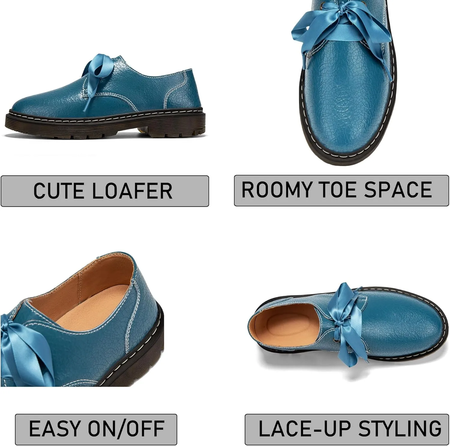 Women's Lace-up Loafers Slip-on Comfortable & Light-Weight Office Dress Shoes