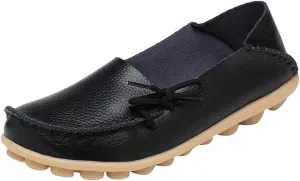 Women's Leather Slipper Loafers Flat Shoes Slip-Ons