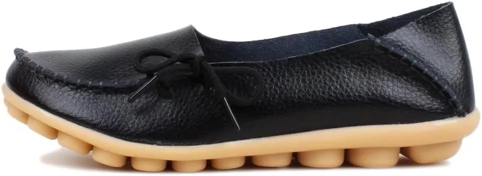 Women's Leather Slipper Loafers Flat Shoes Slip-Ons