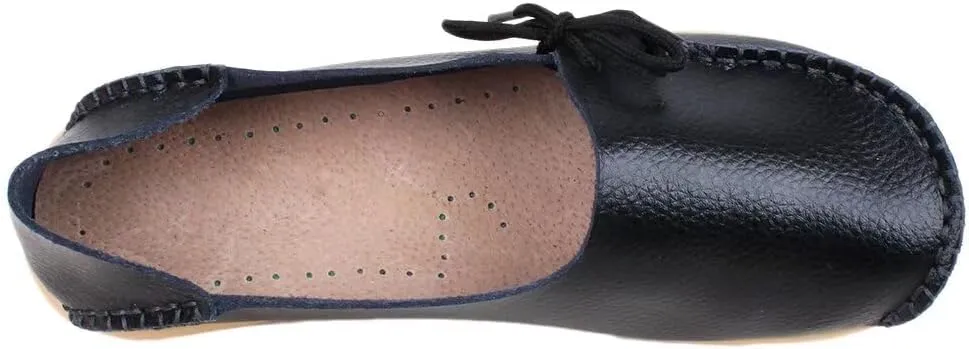 Women's Leather Slipper Loafers Flat Shoes Slip-Ons