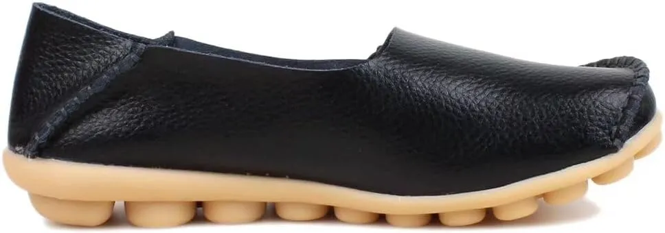 Women's Leather Slipper Loafers Flat Shoes Slip-Ons
