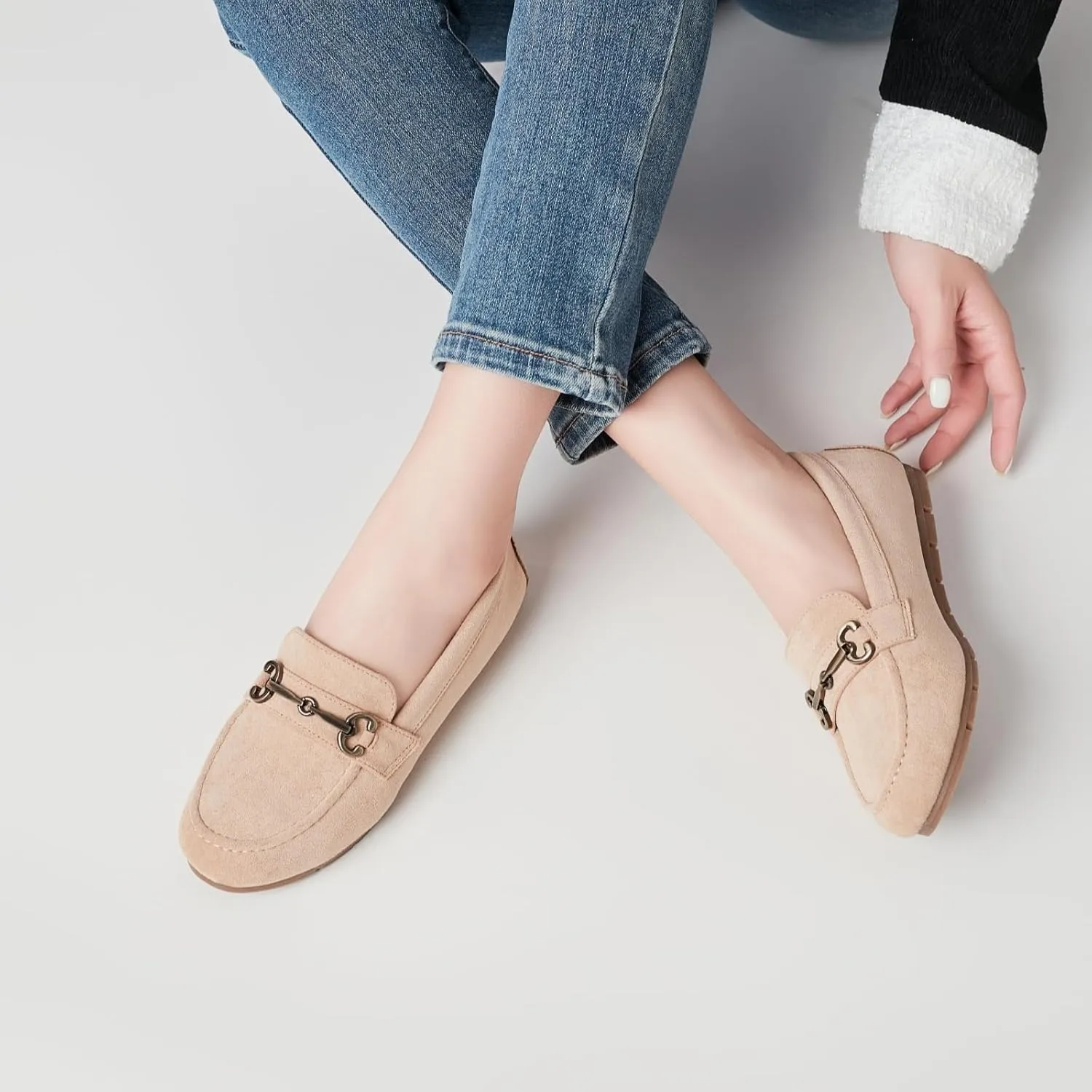 Women's Loafers Comfortable Dressy Slip on Flats Penny Loafers for Women Office Work Walking Shoes with Buckles