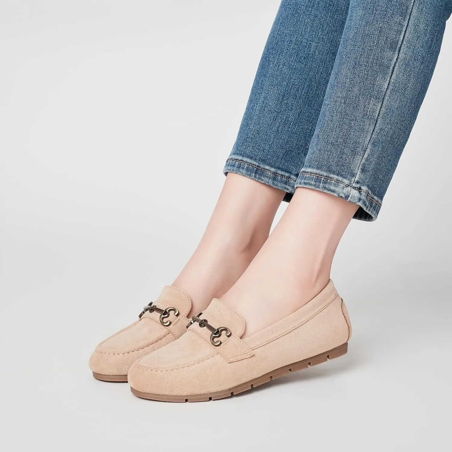 Women's Loafers Comfortable Dressy Slip on Flats Penny Loafers for Women Office Work Walking Shoes with Buckles