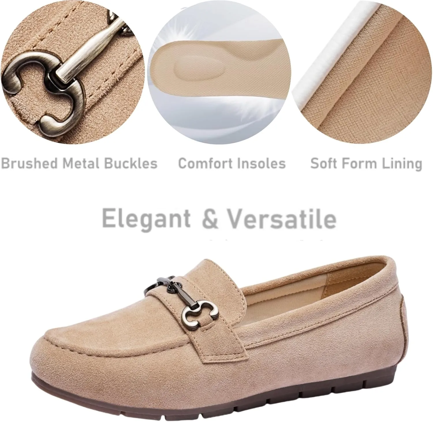 Women's Loafers Comfortable Dressy Slip on Flats Penny Loafers for Women Office Work Walking Shoes with Buckles