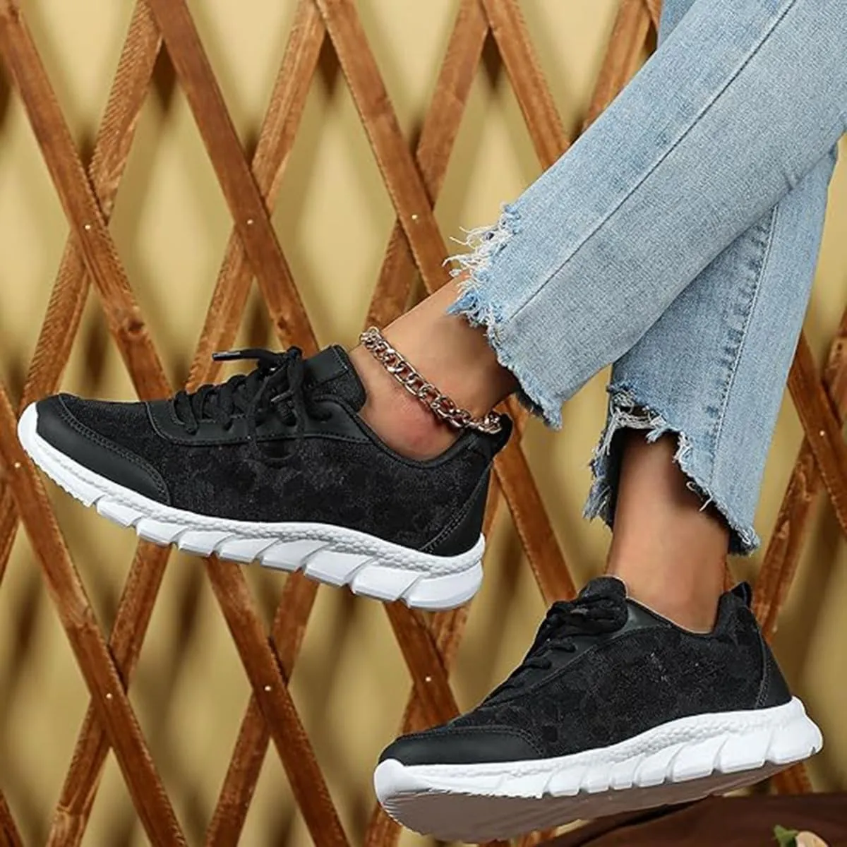 Women's Luxury Orthopedic Sports Shoes, Hollow Breathable mesh Shoes, Lightweight and Comfortable Tennis Running Shoes, Low-top Comfortable Women's Walking Sports Shoes