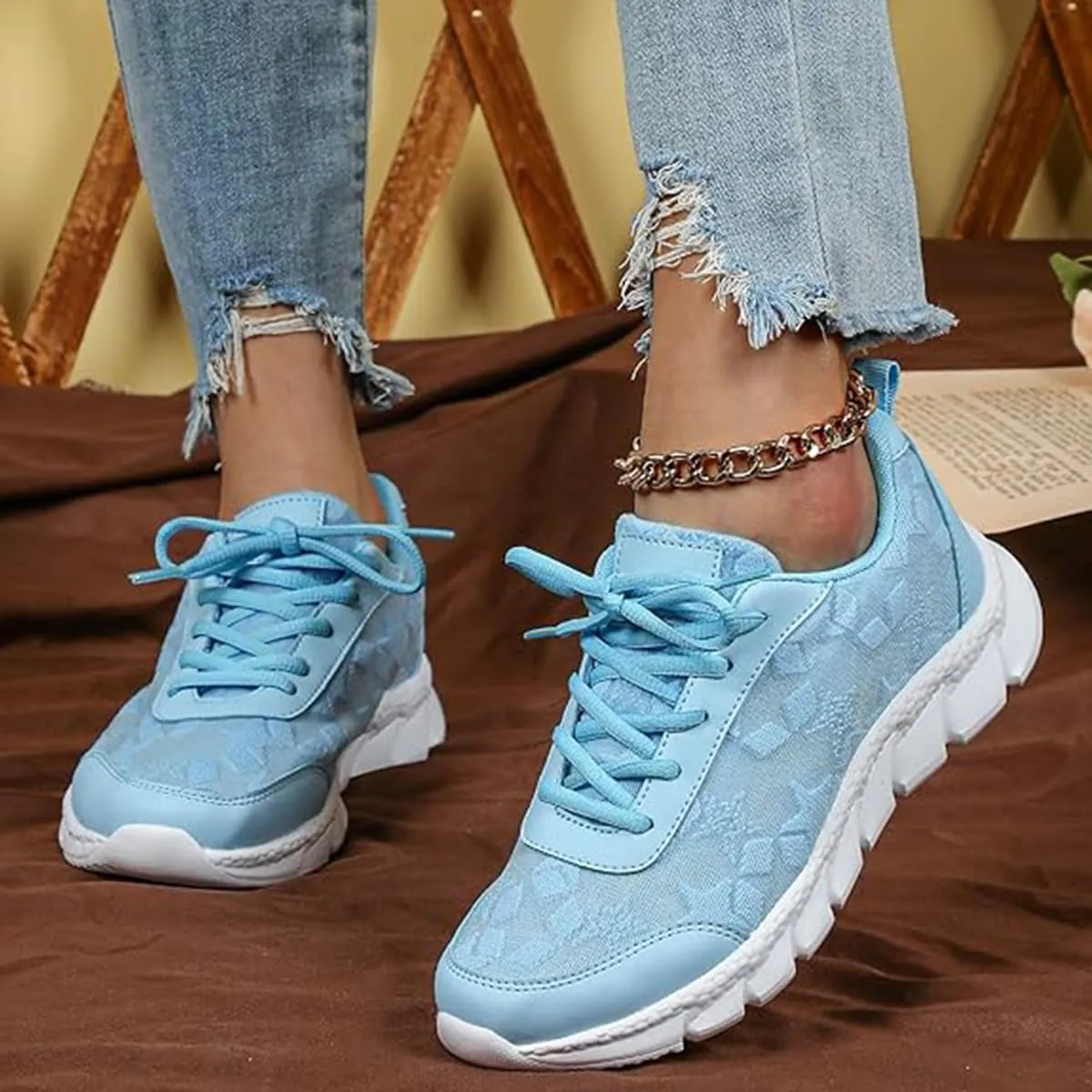 Women's Luxury Orthopedic Sports Shoes, Hollow Breathable mesh Shoes, Lightweight and Comfortable Tennis Running Shoes, Low-top Comfortable Women's Walking Sports Shoes