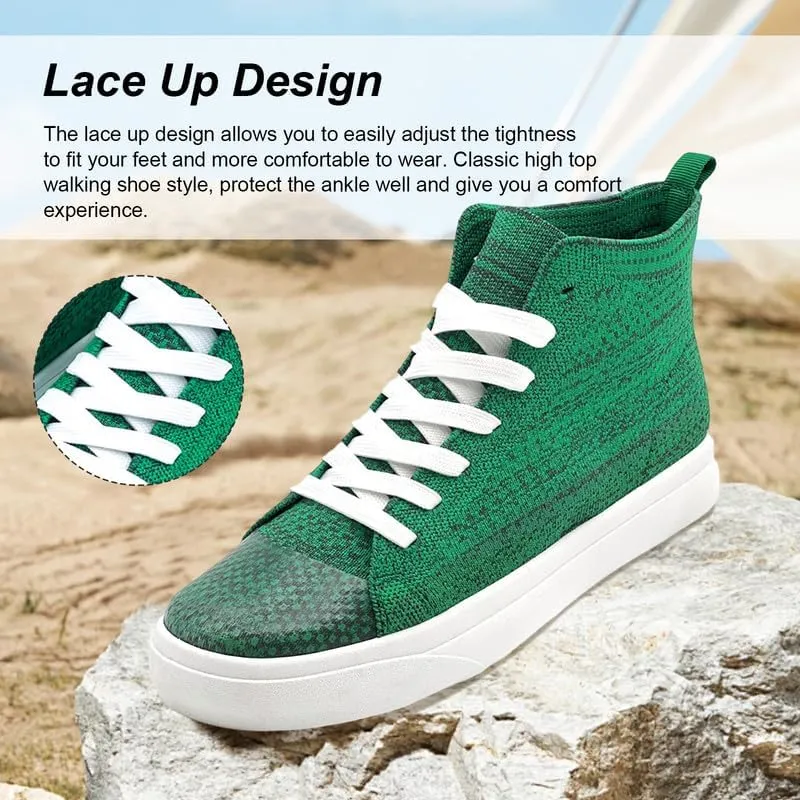 Women's Men’s Fashion Sneakers High Top Lace Up Shoes for Women Men Breathable Flying Woven Mesh Sneakers Casual Outdoor Sport Running Walking Shoes