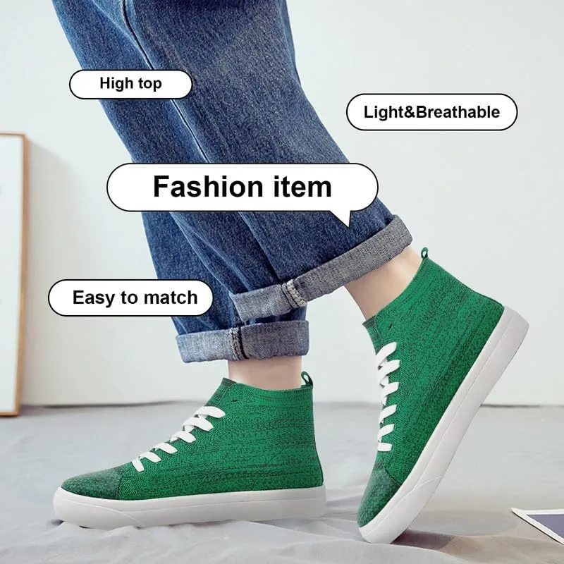 Women's Men’s Fashion Sneakers High Top Lace Up Shoes for Women Men Breathable Flying Woven Mesh Sneakers Casual Outdoor Sport Running Walking Shoes