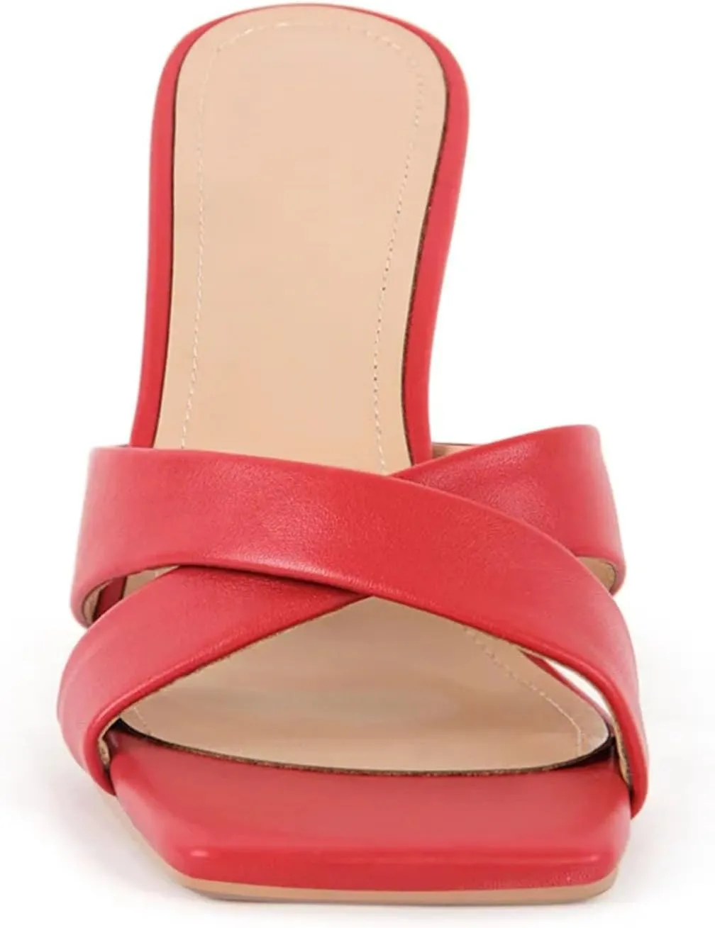Women's Red Square Toe Mules - 9.5CM Thin Heel, Open Toe Big Size Stilettos
