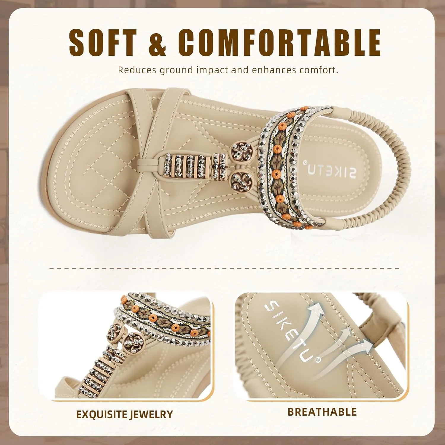 Womens Sandals Comfortable Dressy with Elastic Ankle Strap
