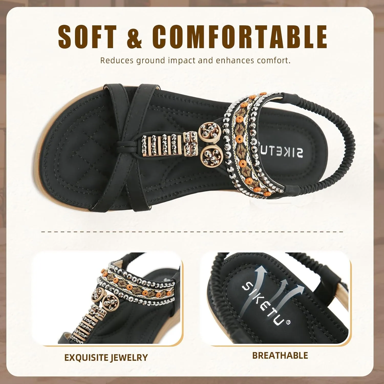 Womens Sandals Comfortable Dressy with Elastic Ankle Strap